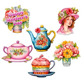 Happy Mother's Day Wooden Clip-on Ornaments Set Of 6 By G. Debrekht