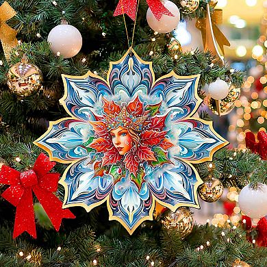 Snow Queen Snowflake Large Christmas Wooden Ornaments By G. Debrekht