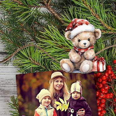 Christmas Teddy Bear Wooden Clip-on Ornaments Set Of 3 By G. Debrekht