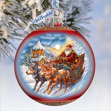 Snowy Trails Large Glass Ornament By G. Debrekht
