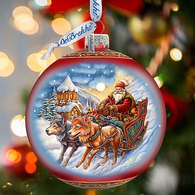 Snowy Trails Large Glass Ornament By G. Debrekht