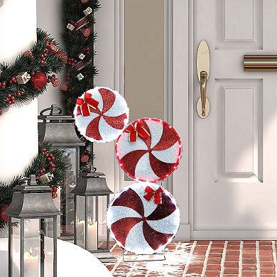LuxenHome Peppermint Candy Lighted Holiday Decoration