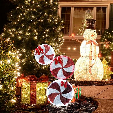 LuxenHome Peppermint Candy Lighted Holiday Decoration