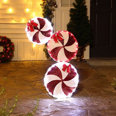 LuxenHome Peppermint Candy Lighted Holiday Decoration