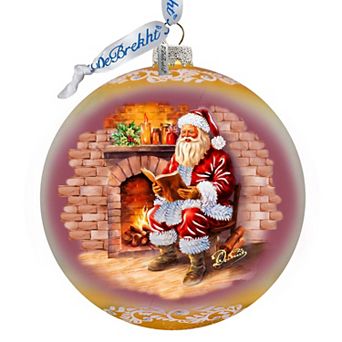 Chimney Side Storytime Large Glass Ornament By G. Debrekht