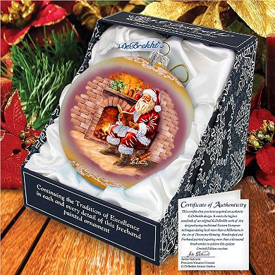 Chimney Side Storytime Large Glass Ornament By G. Debrekht