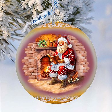Chimney Side Storytime Large Glass Ornament By G. Debrekht