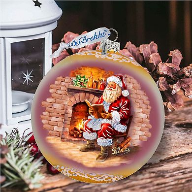 Chimney Side Storytime Large Glass Ornament By G. Debrekht