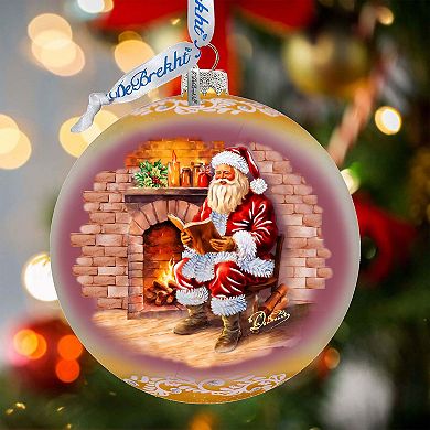 Chimney Side Storytime Large Glass Ornament By G. Debrekht