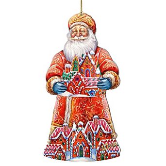 Santa And The Gingerbread House Wooden Christmas Ornaments By G. Debrekht