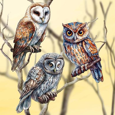Night Owls Wooden Clip-on Ornaments Set Of 3 By G. Debrekht