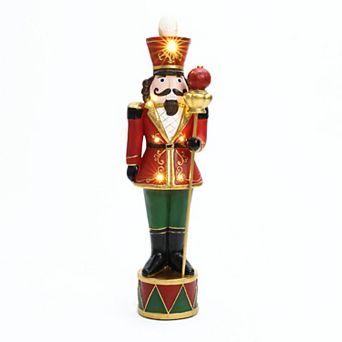 LuxenHome 3ft Tall Traditional Nutcracker King In Red With Lights