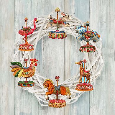 Carousel Wooden Clip-on Ornaments Set Of 6 By G. Debrekht