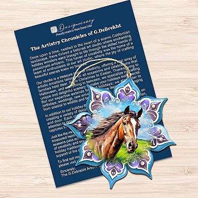 Horses Snowflake Wooden Christmas Ornaments Set Of 3 By G. Debrekht