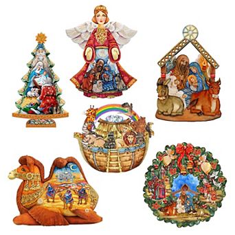 Nativity Wooden Clip-on Ornaments Set Of 6 By G. Debrekht