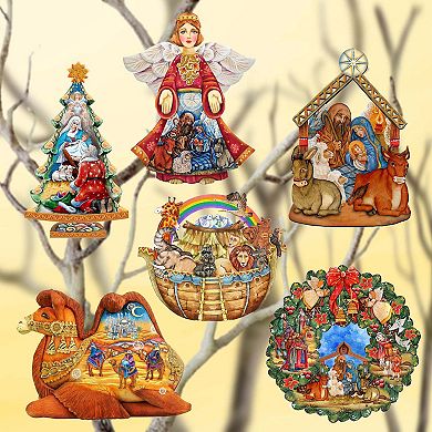 Nativity Wooden Clip-on Ornaments Set Of 6 By G. Debrekht