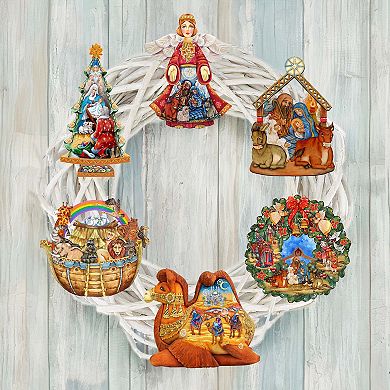 Nativity Wooden Clip-on Ornaments Set Of 6 By G. Debrekht