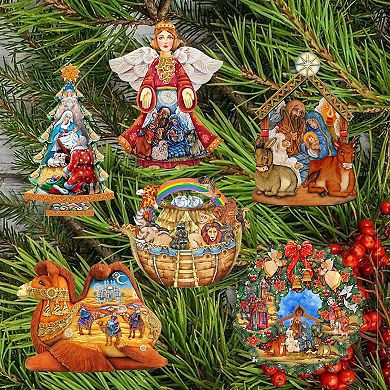 Nativity Wooden Clip-on Ornaments Set Of 6 By G. Debrekht