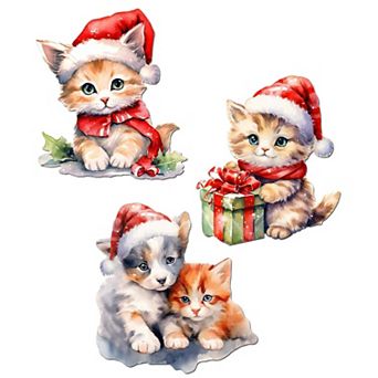 Christmas Cats Wooden Clip-on Ornaments Set Of 3 By G. Debrekht