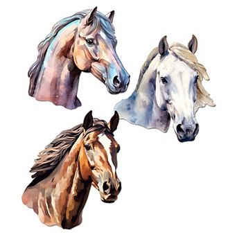 Horses Wooden Clip-on Ornaments Set Of 3 By G. Debrekht
