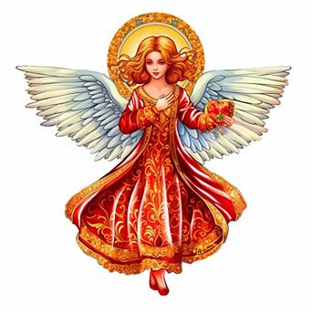 Angel with Love Holiday 23-Inch Handcrafted Wooden Door Hanger & Wall Art by G. DeBrekht