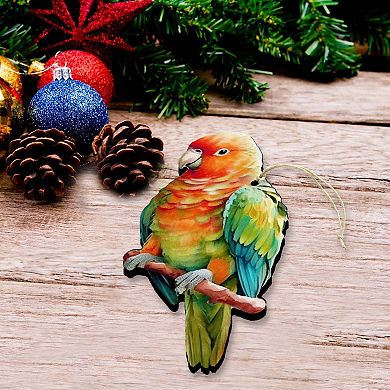 Parrots Wooden Christmas Ornaments Set Of 3 By G. Debrekht