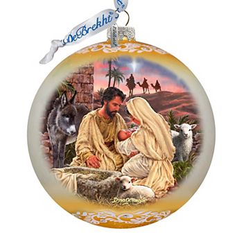 A Miracle Is Born In Gold Large Glass Ornament By D. Gelsinger