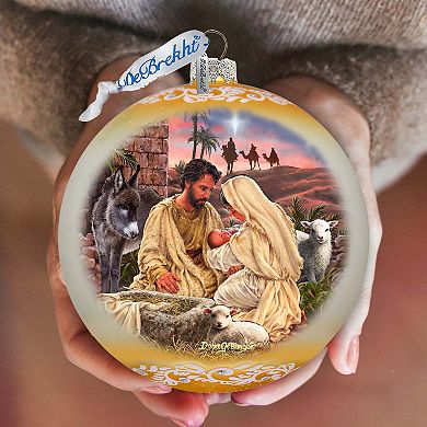 A Miracle Is Born In Gold Large Glass Ornament By D. Gelsinger