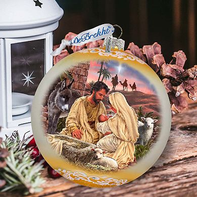 A Miracle Is Born In Gold Large Glass Ornament By D. Gelsinger