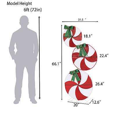 LuxenHome 5.5-Ft Candy Christmas Color Changing Light Yard Decoration