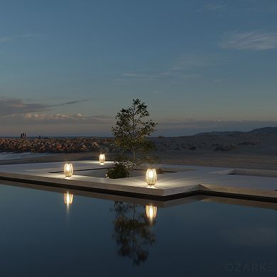 Ozarke Sky Outdoor Floor Lamp, Weather-Resistant Rattan Solar Powered