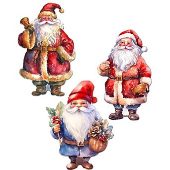 Santa Decorative Wooden Clip-on Ornaments Set Of 3 By G. Debrekht