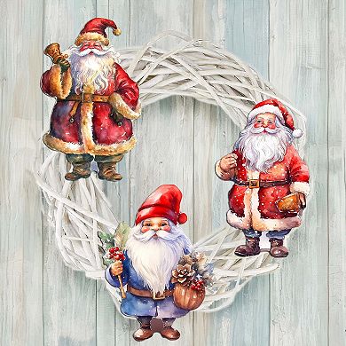 Santa Wooden Clip-on Ornaments Set Of 3 By G. Debrekht