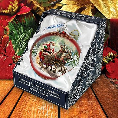 Speedy Sleigh Large Glass Ornament By G. Debrekht