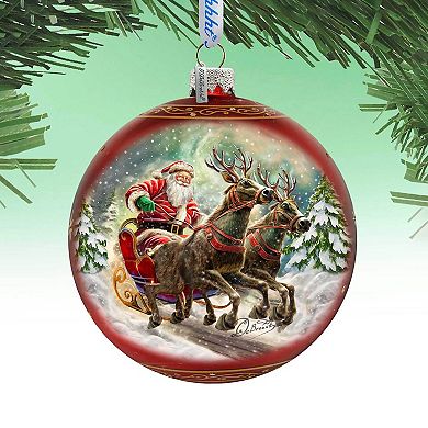 Speedy Sleigh Large Glass Ornament By G. Debrekht