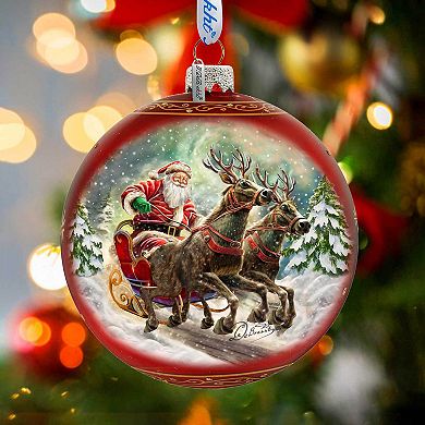 Speedy Sleigh Large Glass Ornament By G. Debrekht