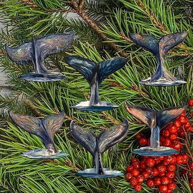 Vibrant Whale Stories Wooden Clip-on Ornaments Set Of 6 By G. Debrekht