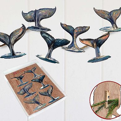 Vibrant Whale Stories Wooden Clip-on Ornaments Set Of 6 By G. Debrekht