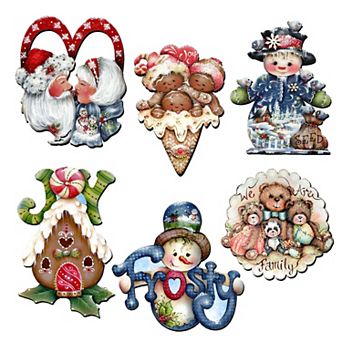 Merry Christmas Wooden Clip-on Ornaments Set Of 6 By J. Mills-price