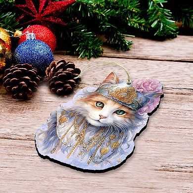 Beautiful Cats Wooden Christmas Ornaments Set Of 3 By G. Debrekht