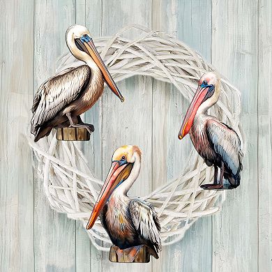 Pelicans Wooden Clip-on Ornaments Set Of 3 By G. Debrekht
