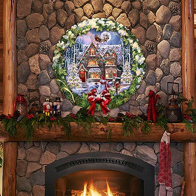 Christmas House Holiday 20-Inch Handcrafted Wooden Door Hanger & Wall Art by D. Gelsinger