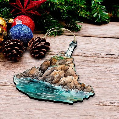 Lighthouse Wooden Christmas Ornaments Set Of 3 By G. Debrekht