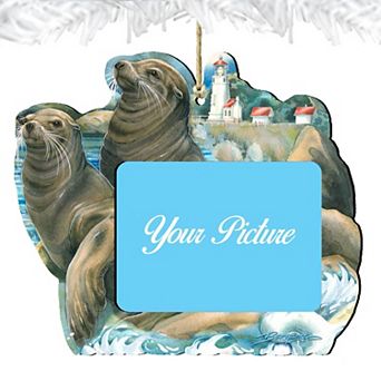 Sea Lions Lighthouse Ornament Picture Frame Ornament For Photo By J.Bergsma
