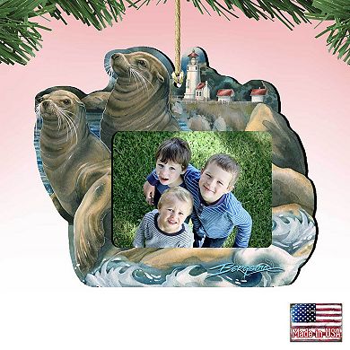 Sea Lions Lighthouse Ornament Picture Frame Ornament For Photo By J.Bergsma