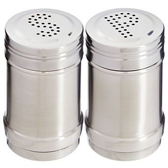 2 oz Stainless Steel Metal Salt and Pepper Shakers Set for Kitchen, 3.5 in