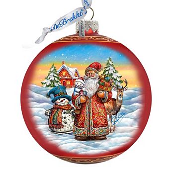 Snowman Splendor Large Glass Ornament By G. Debrekht