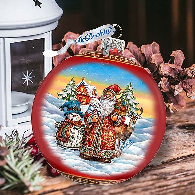 Snowman Splendor Large Glass Ornament By G. Debrekht
