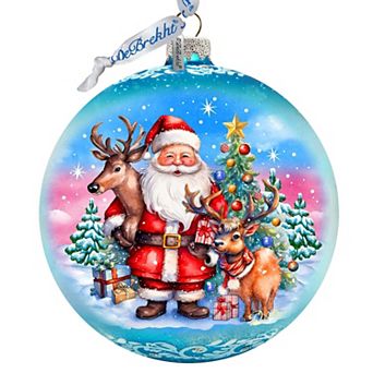 Santa's Best Friends Large Glass Ornament By G. Debrekht