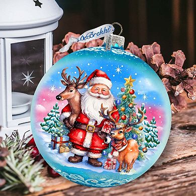 Santa's Best Friends Large Glass Ornament By G. Debrekht